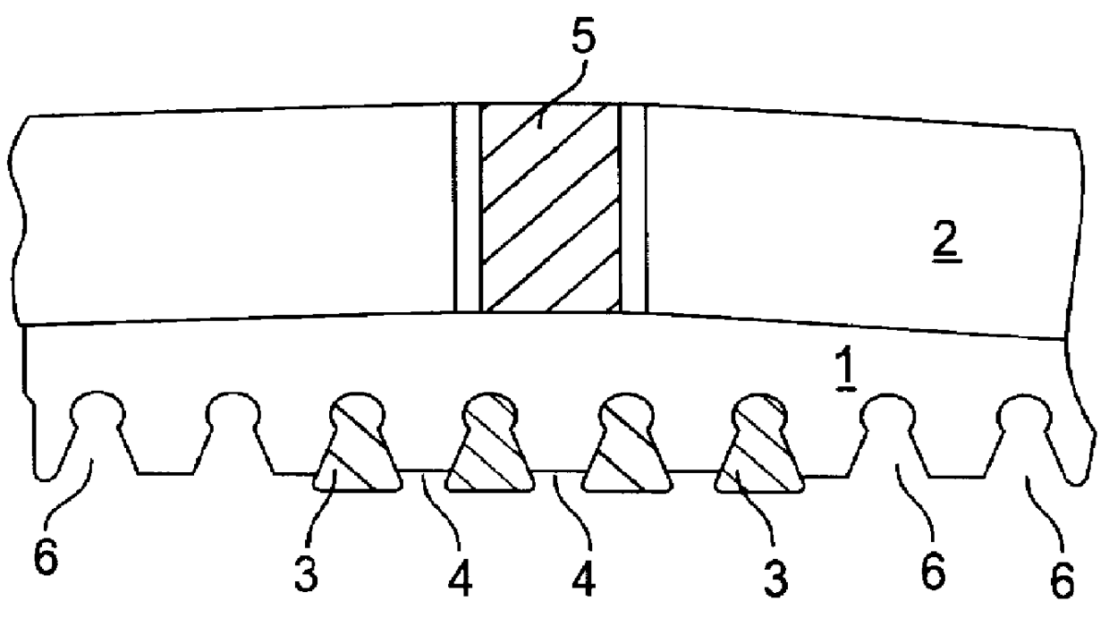 Screen device with slot-shaped openings