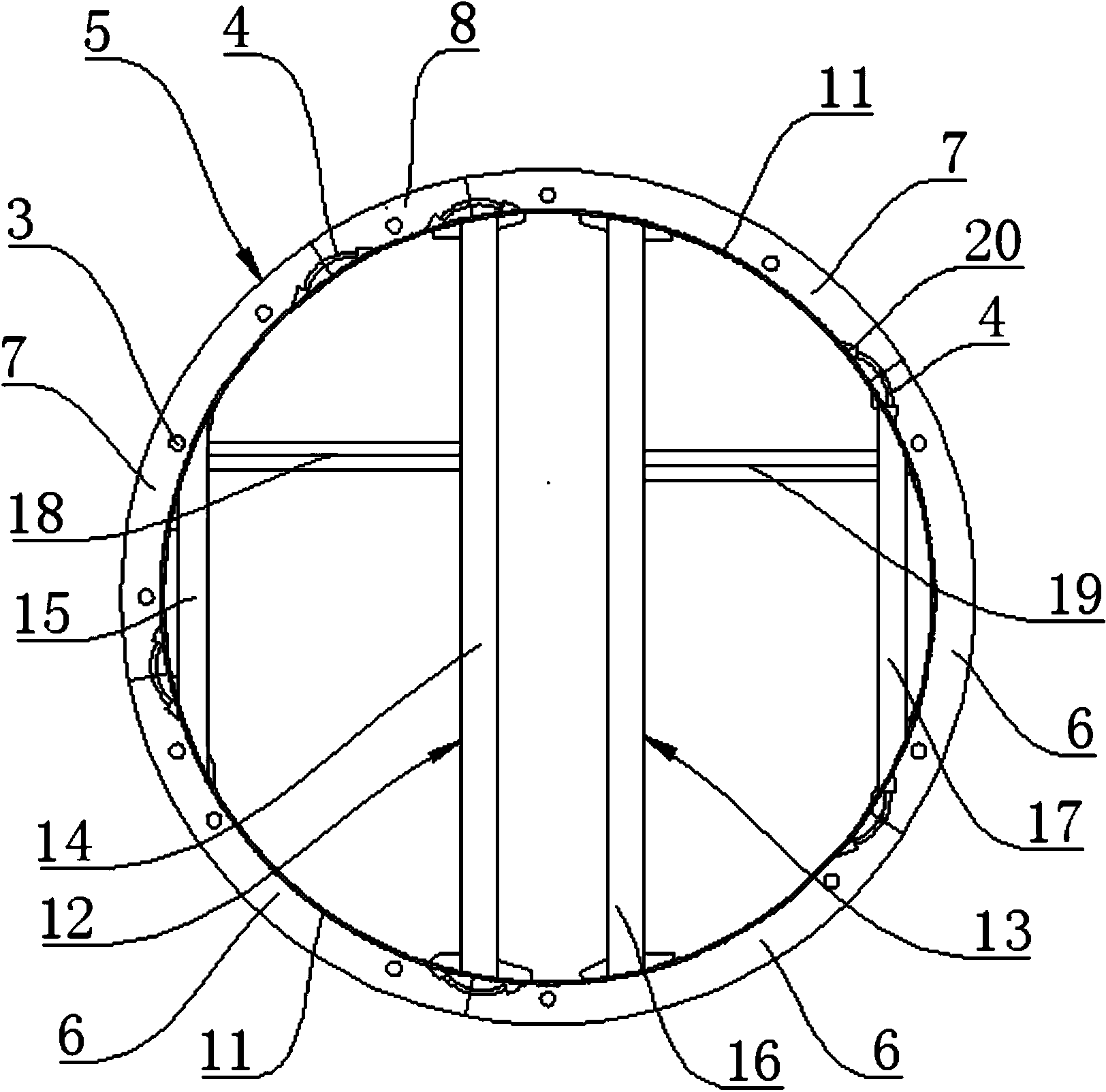 Heating power shield tunnel guide support