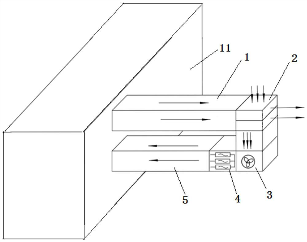 Gas-gas energy exchange device and coating dryer system