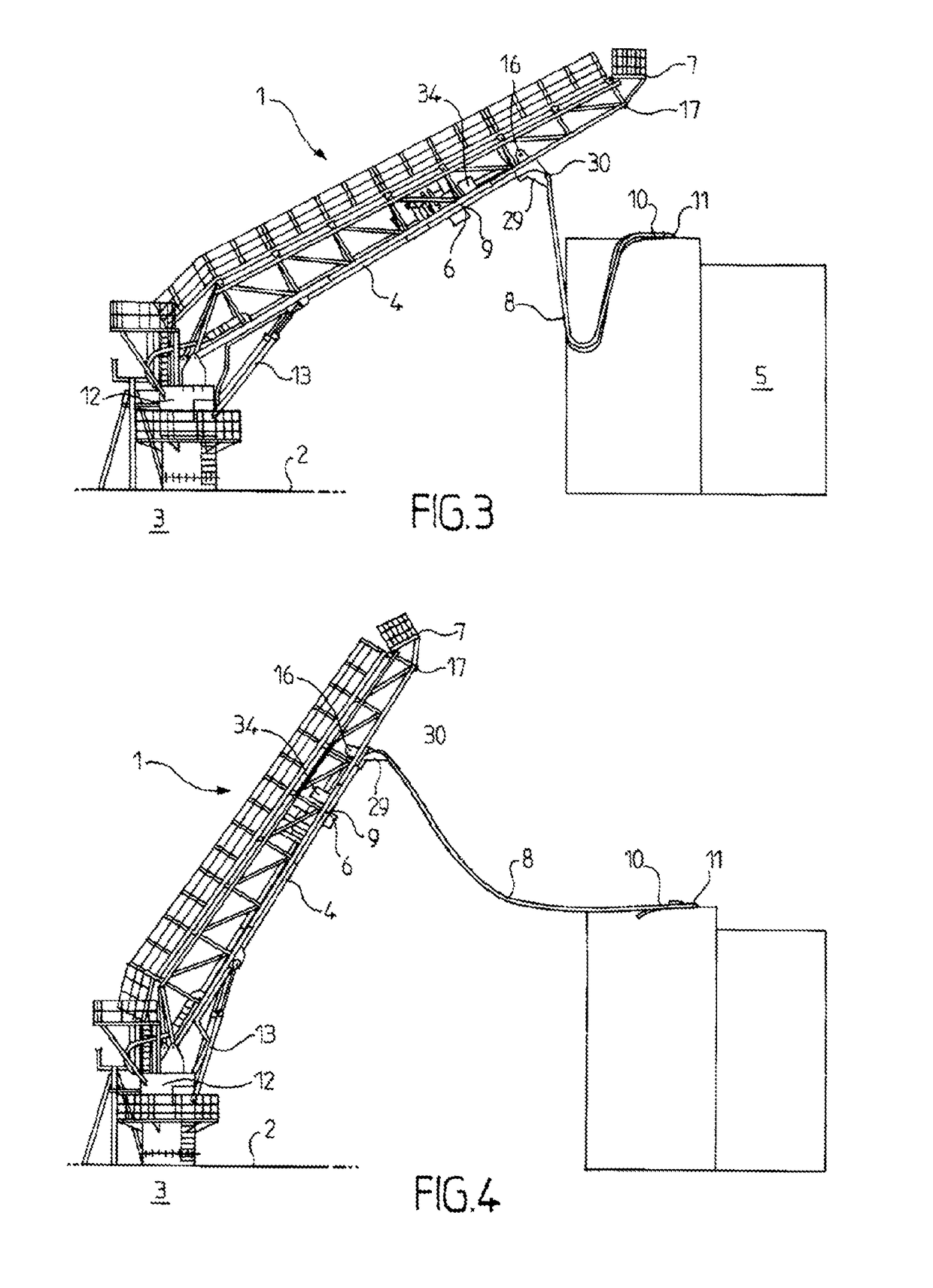 System for transferring fluid between a ship and a facility, such as a client ship