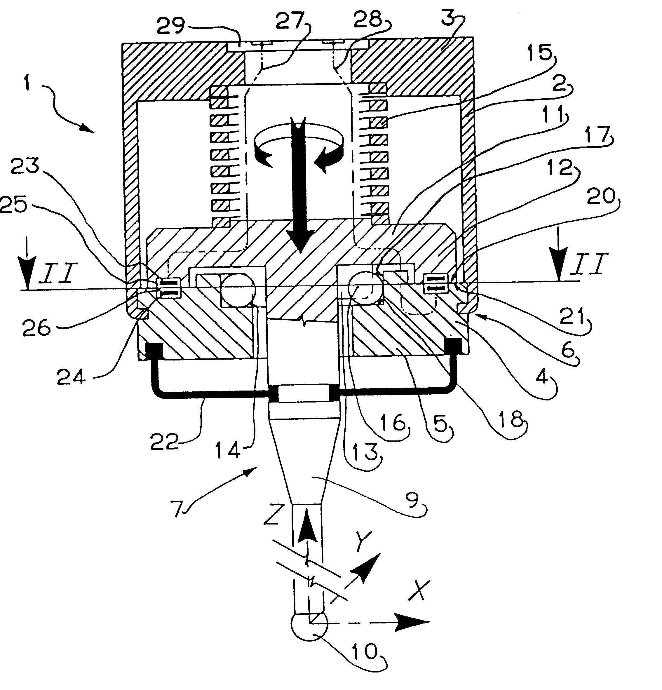 Head for checking linear dimensions of parts