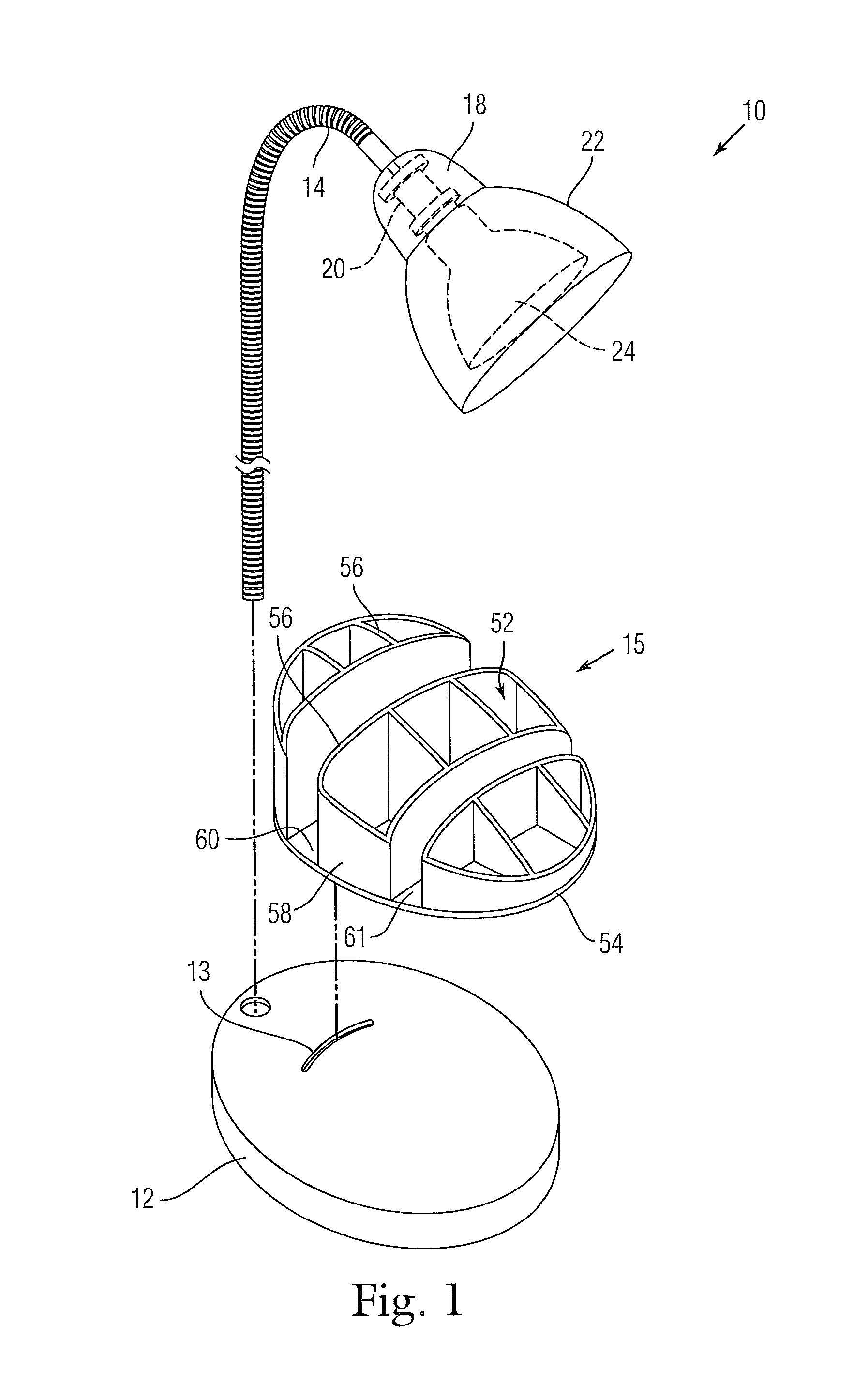 Lamp with desk organizer and electronics stand