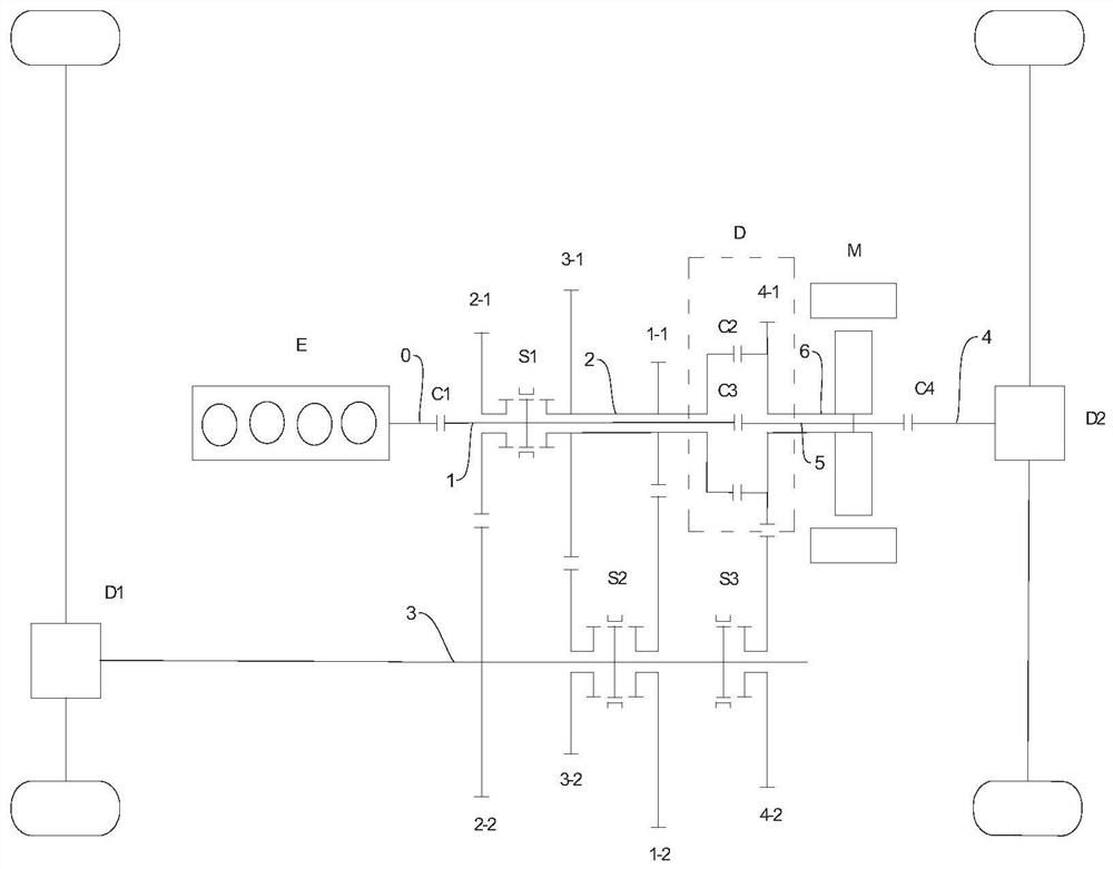 Single-motor hybrid power speed change system capable of realizing multiple PX functions