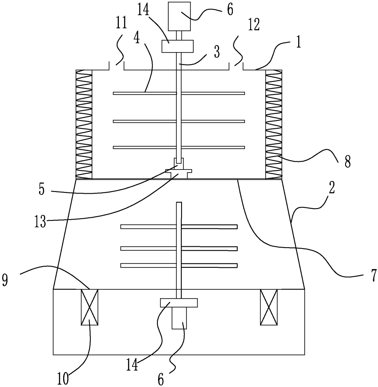 Continuous mixing device for compound rubber production