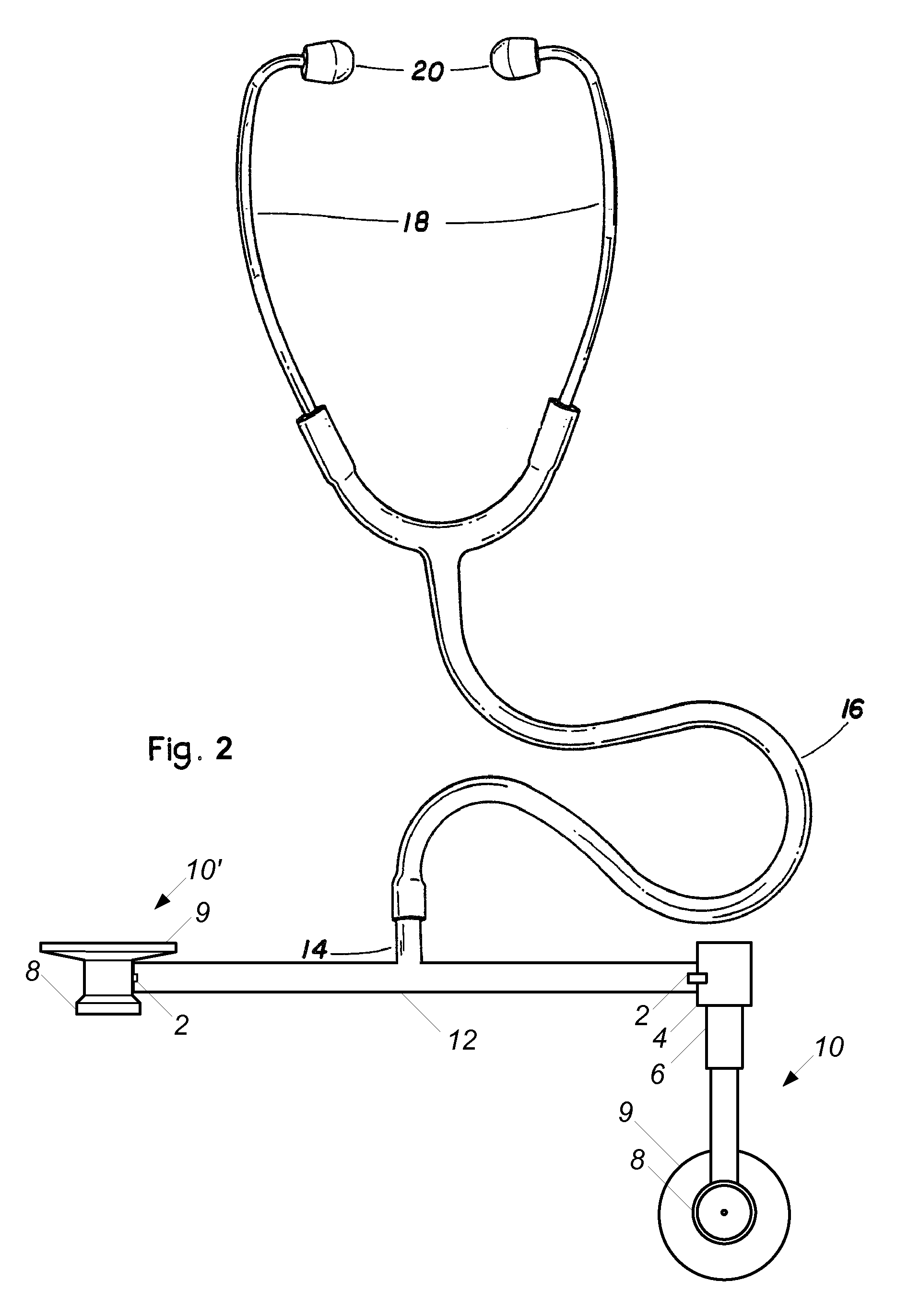 Dual-sensor stethoscope with electronic sensor