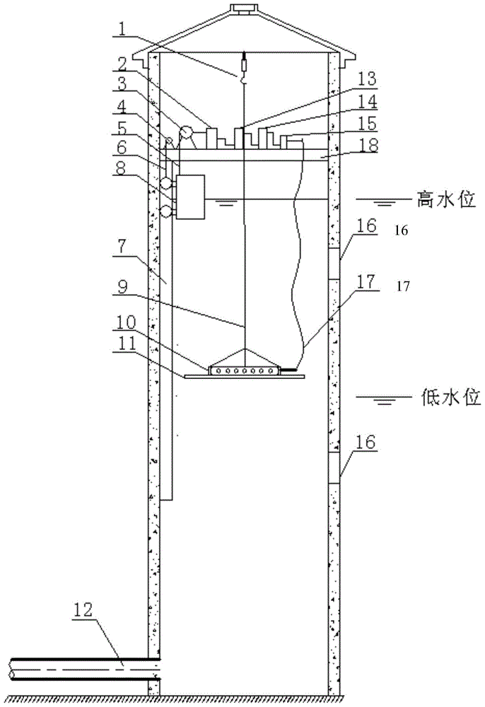 A water body suspended solids adsorption treatment device for water intake tower