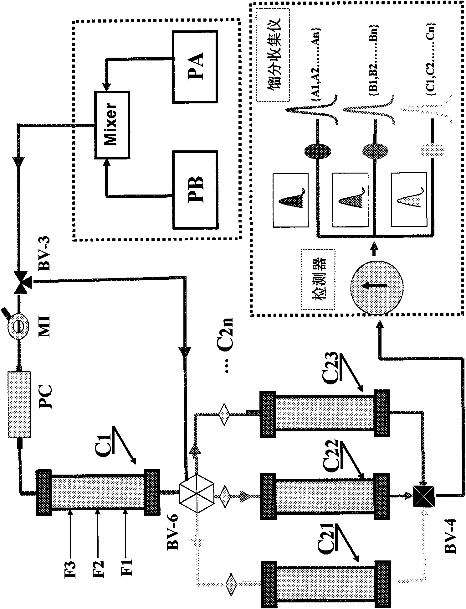 Separating preparative chromatography apparatus comprising serial preparative chromatography column