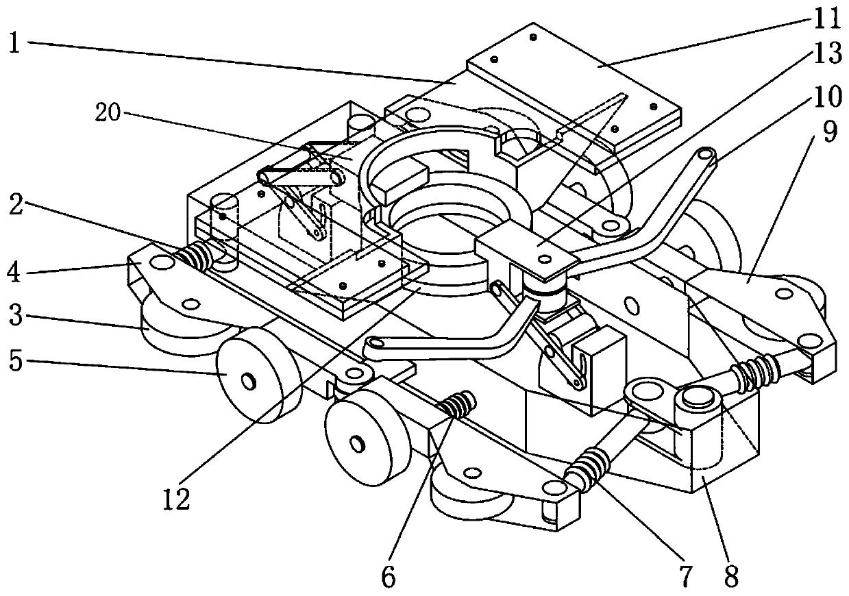 Rail adaptive guiding trolley