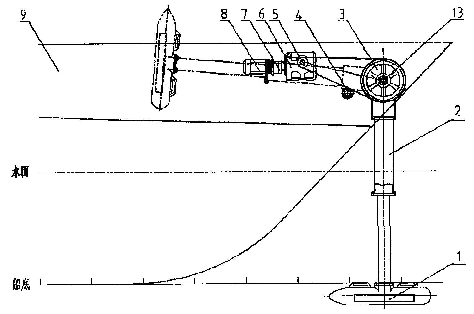 Underwater side-scan sonar collecting and releasing device arranged under boat bow deck