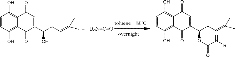 Application of carbamic acid alkannin ester to preparation of pyruvate kinase inhibitor