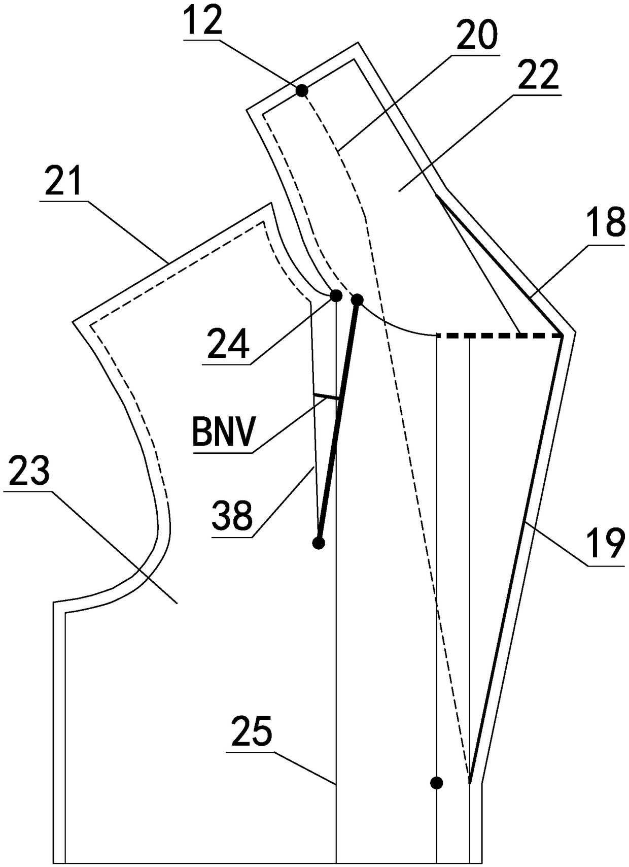 Garment lapel collar ng original number design and cutting method