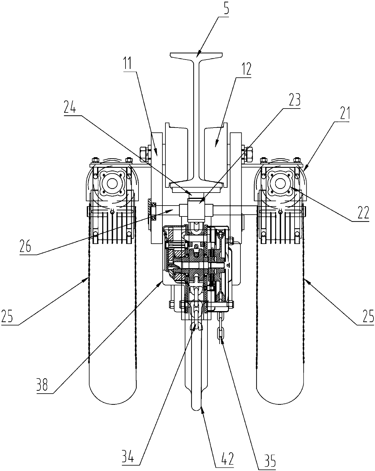 Low-clearance hand power truck crane