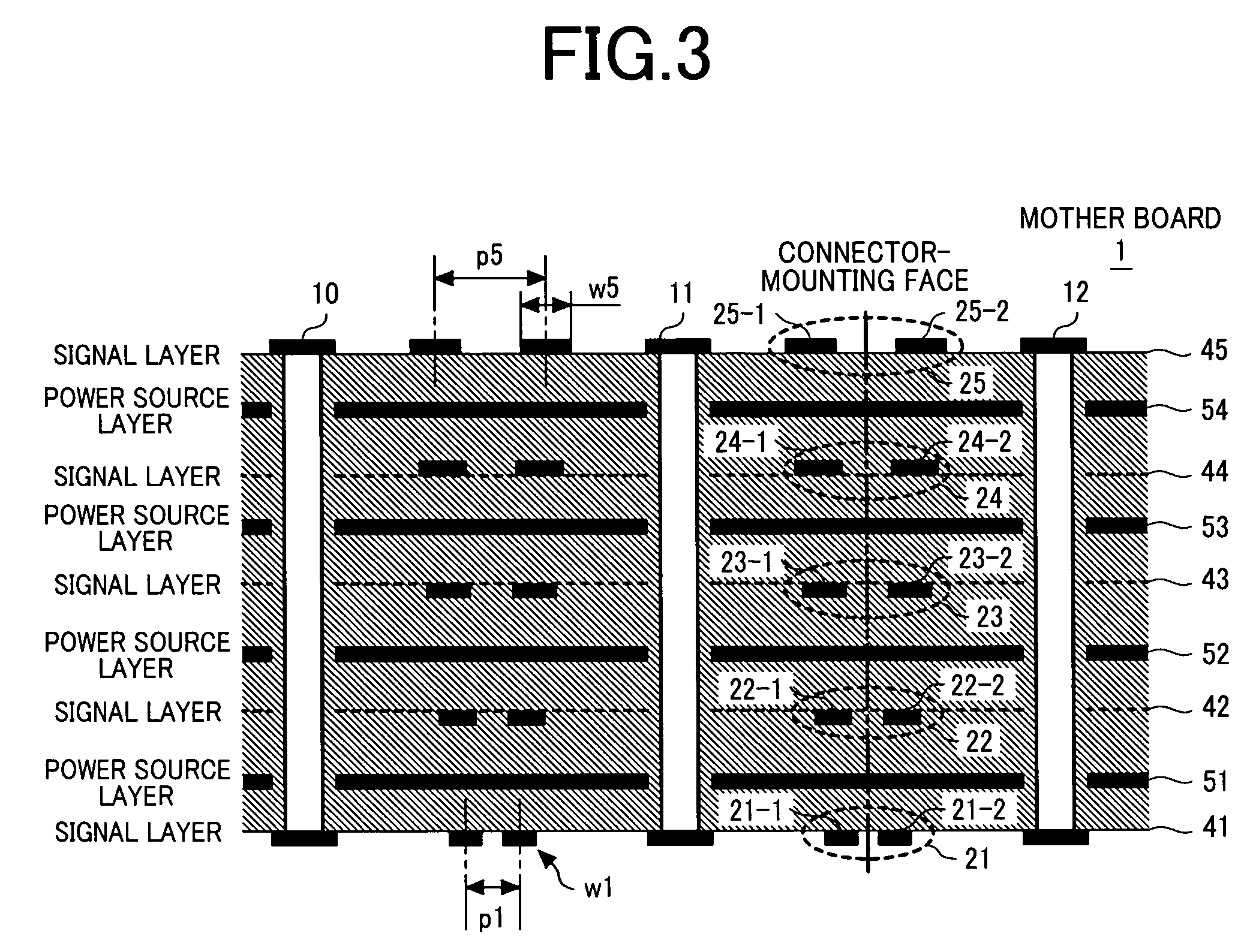 Multilayer printed circuit board for high-speed differential signal, communication apparatus, and data storage apparatus