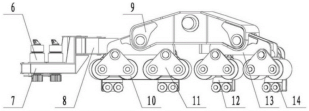 Ultra-large type crawler crane wheel set type bearing trolley device