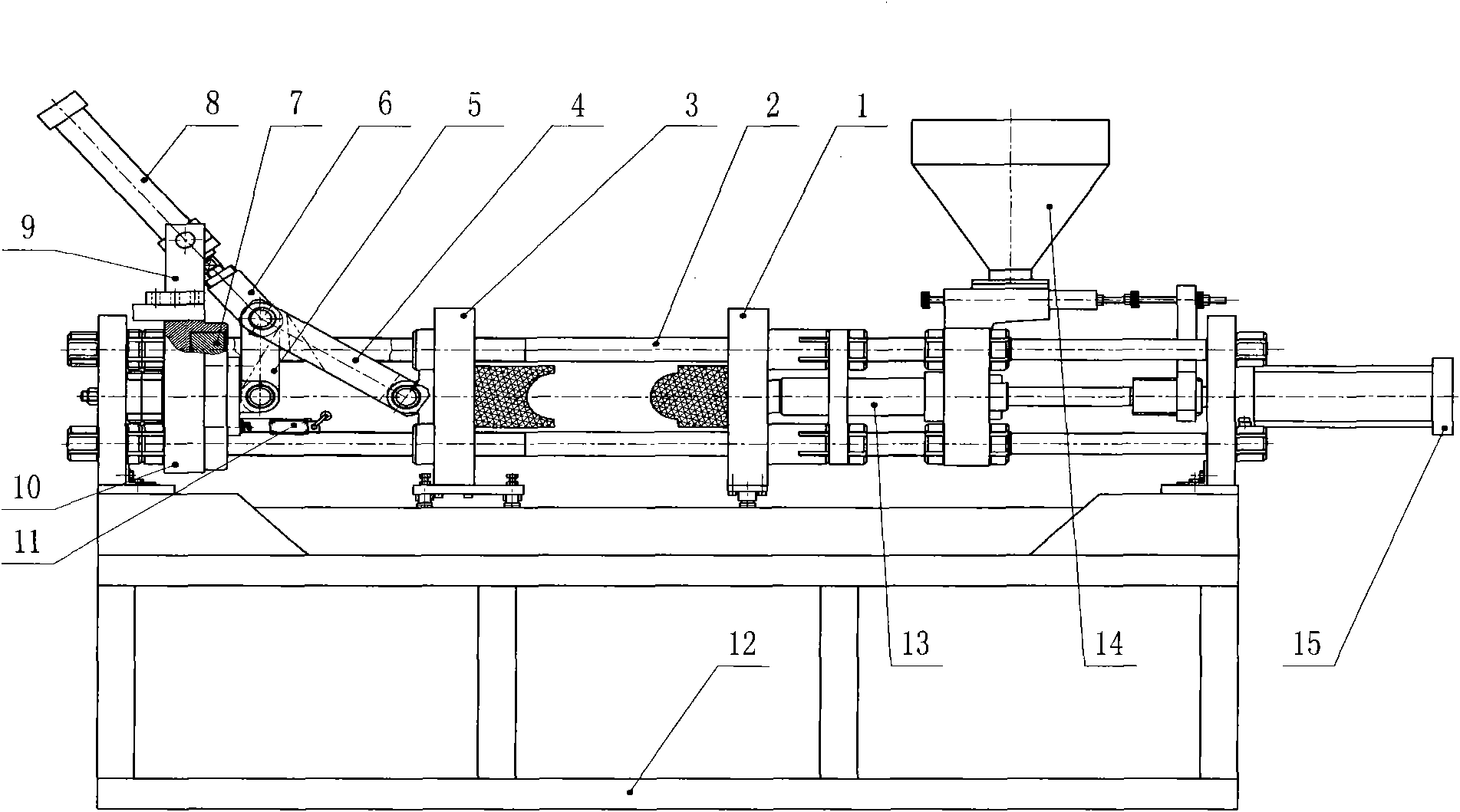 Cable-stayed horizontal injection molding machine