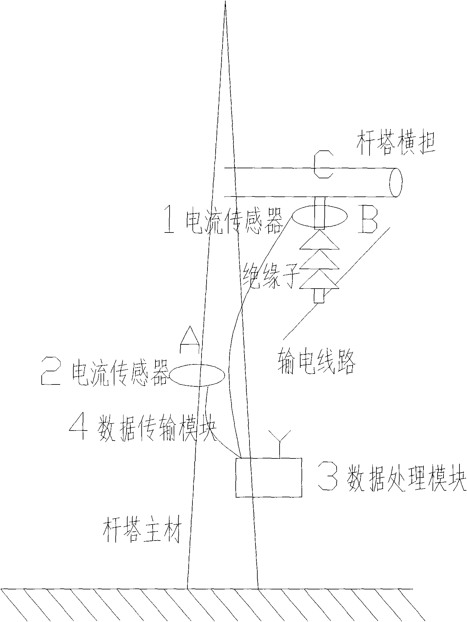 Lightning round and back hit discriminator of electric transmission line