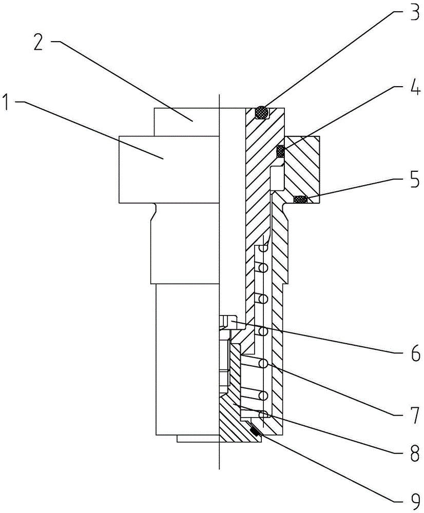 A self-sealing quick joint on the end face