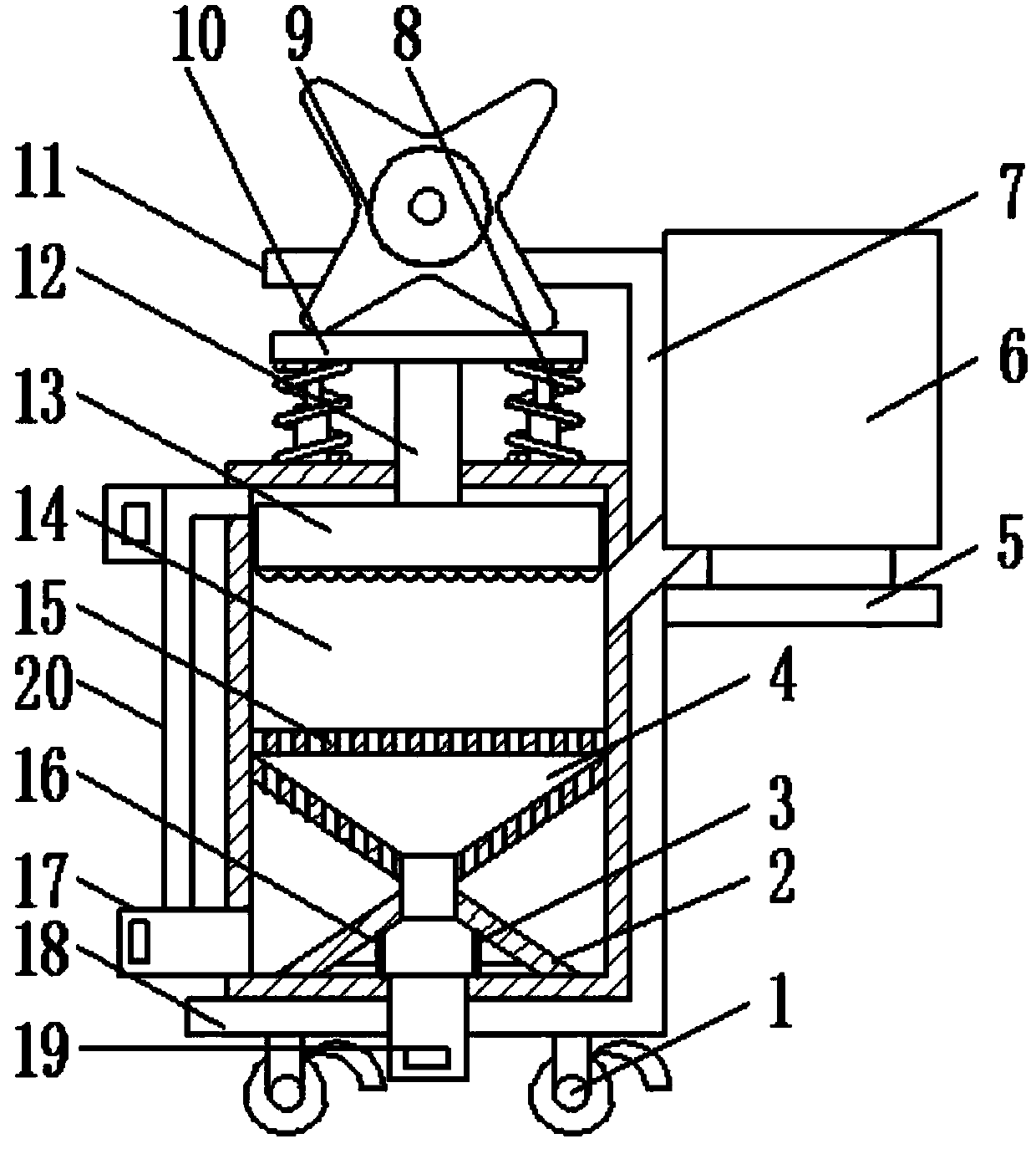 Smashing, grinding and screening device for traditional Chinese medicinal materials