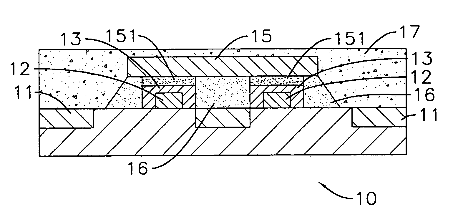 Packaging method for an electronic element