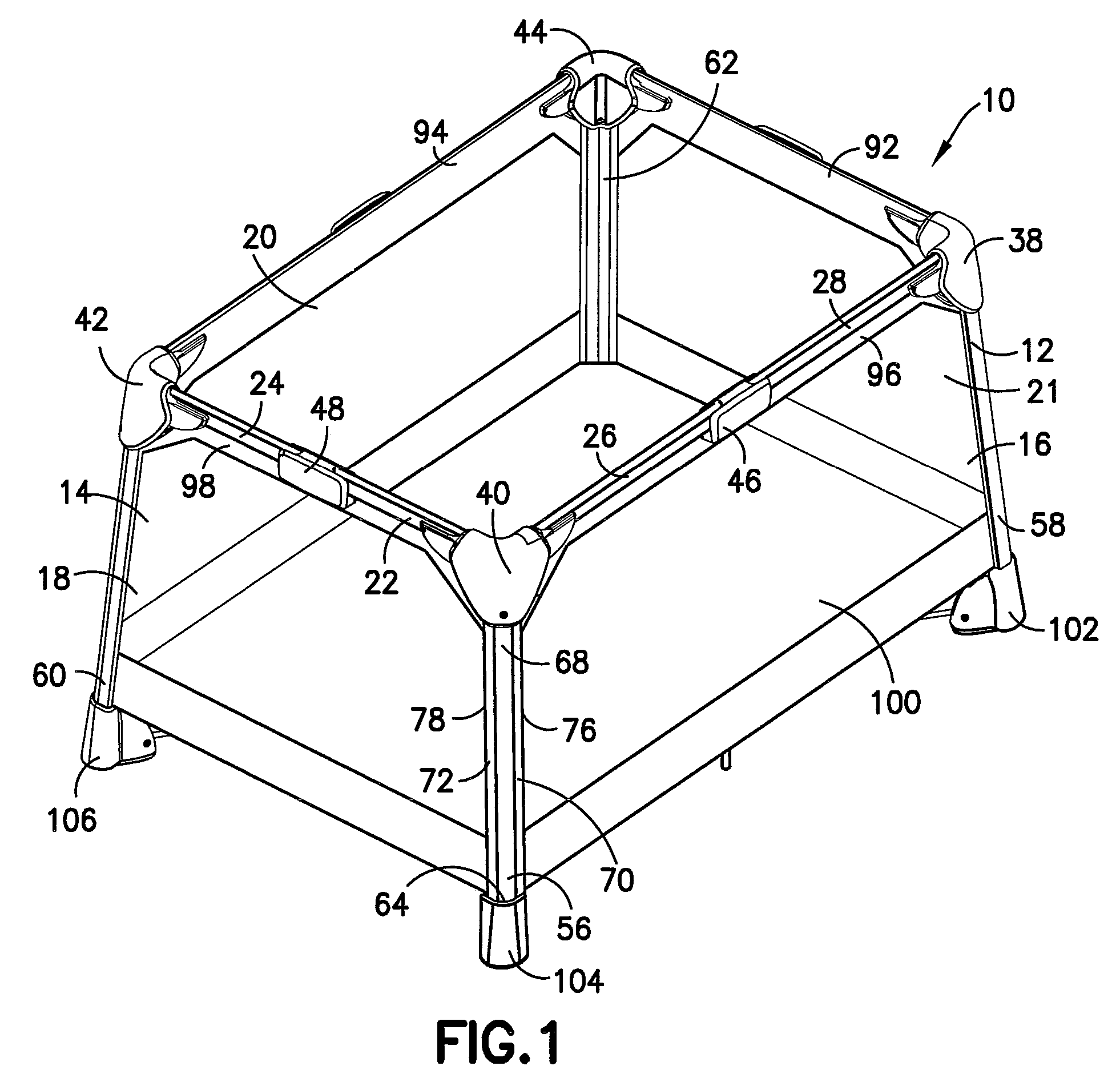 Foldable play yard apparatus including a clamp and a method of attaching a flexible sheet to the clamp