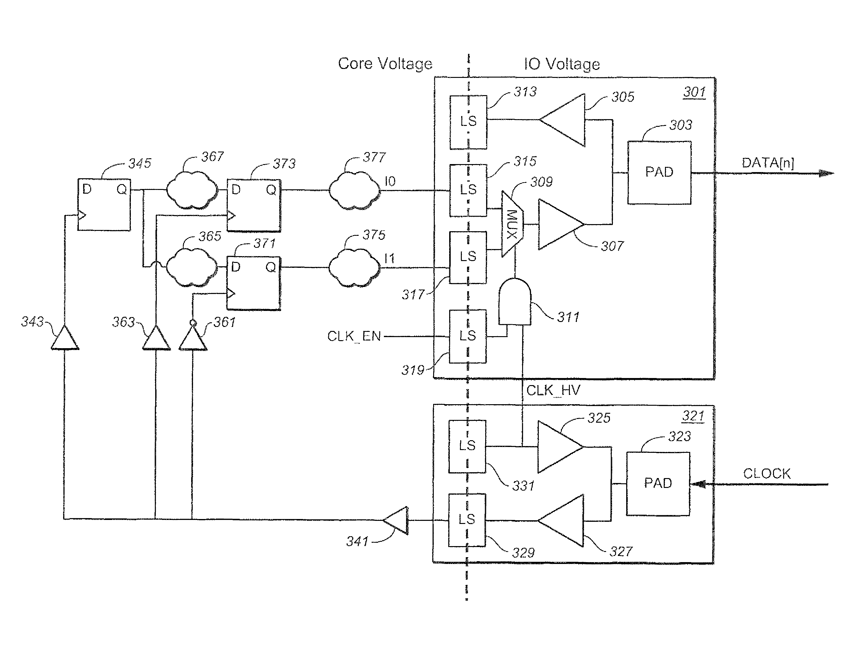 Enhancement of input/output for non source-synchronous interfaces