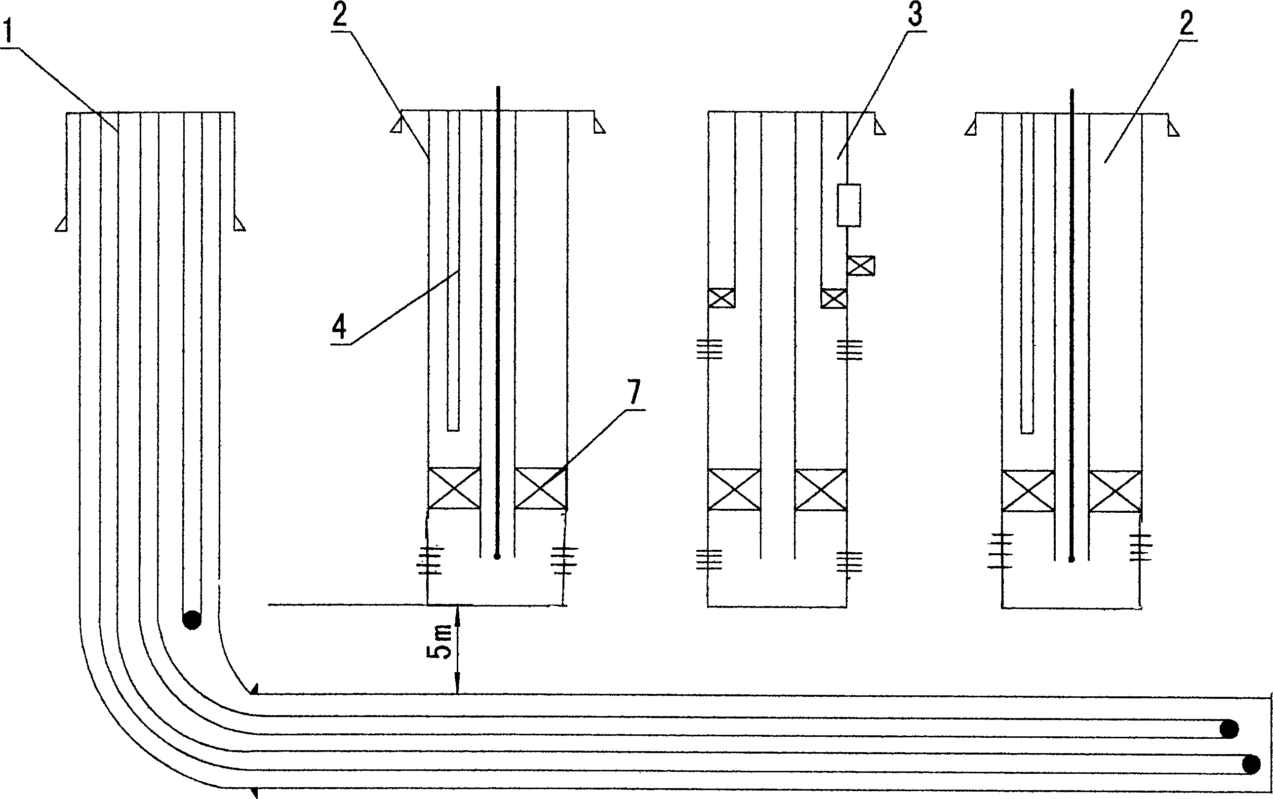 Processing technology for extracting oil from metamorphic rock high pour point oil of burial hill by using combustion drive in horizontal well