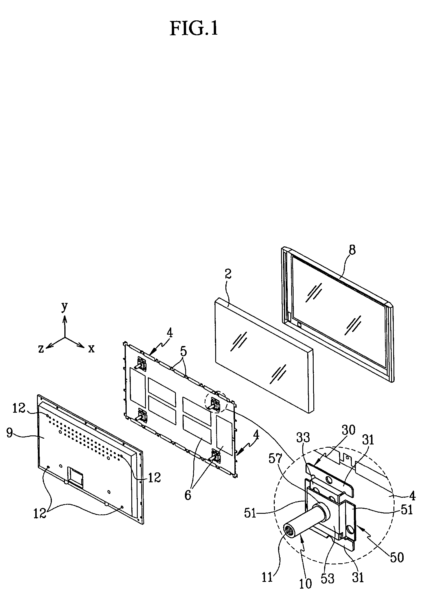 Display apparatus having stress-diffusing means