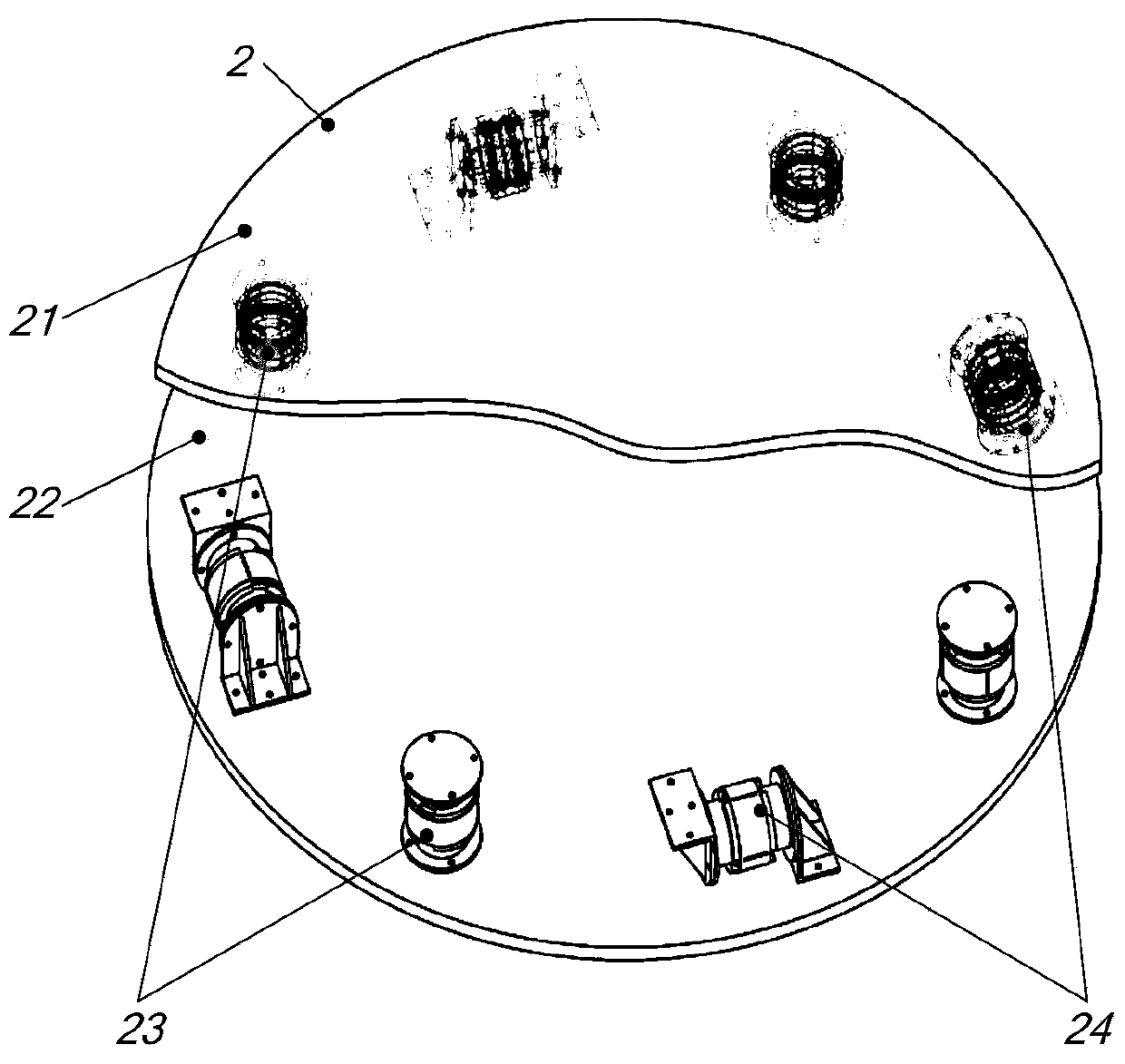 Eight rod connection type non-contact satellite platform configuration