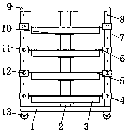 Adjustable cell culture dish placing rack and adjusting method thereof