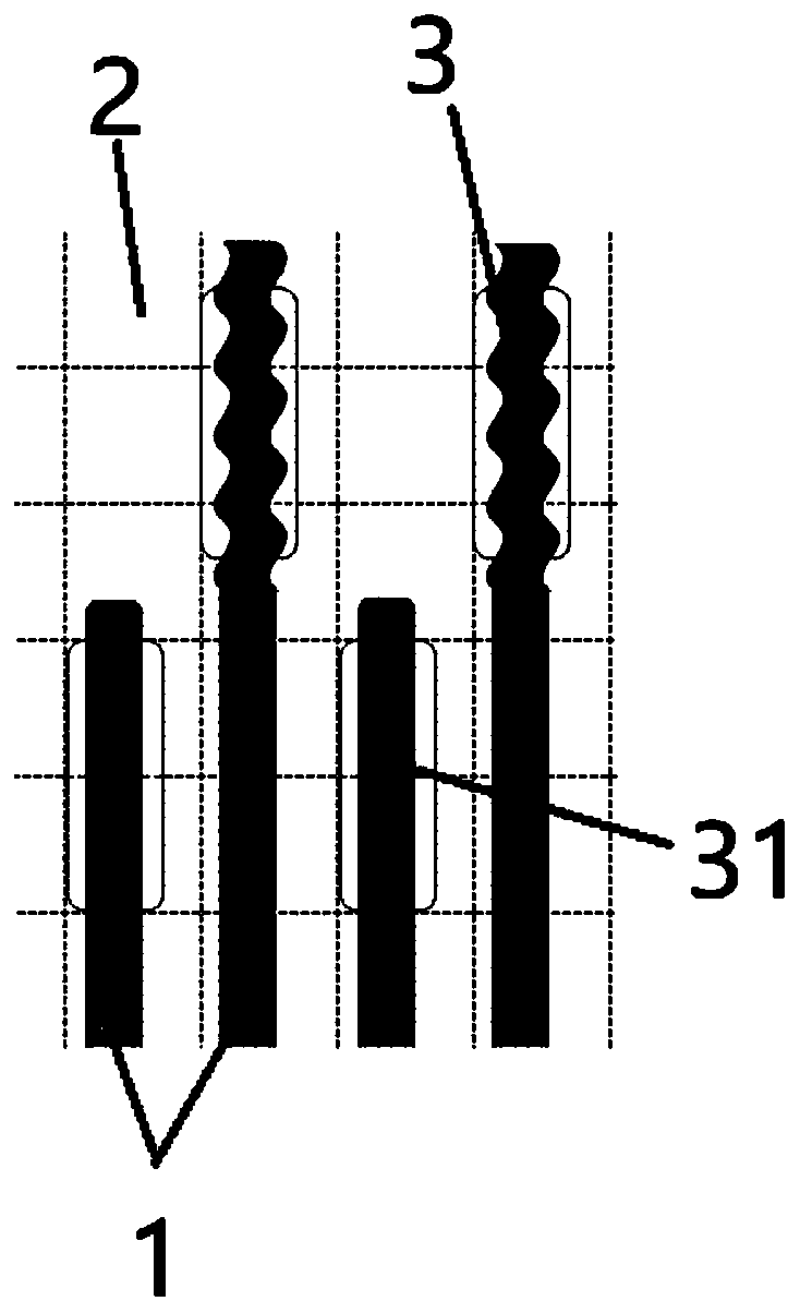 Circuit structure for improving peeling strength of pins in COF-IC packaging process