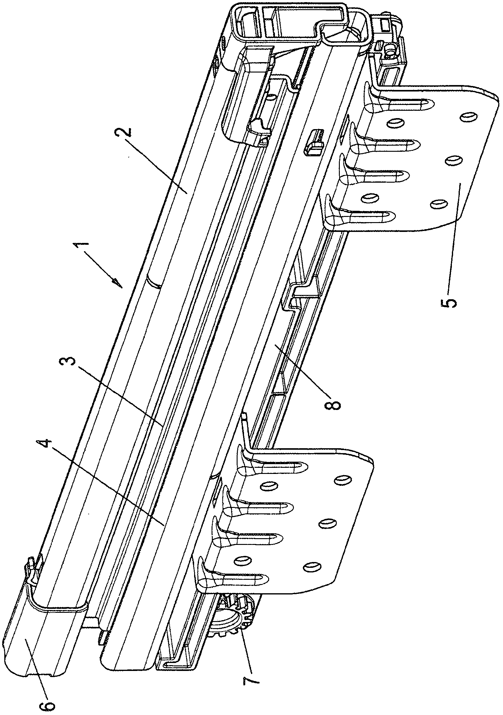 Synchronous guide of a push member and piece of furniture