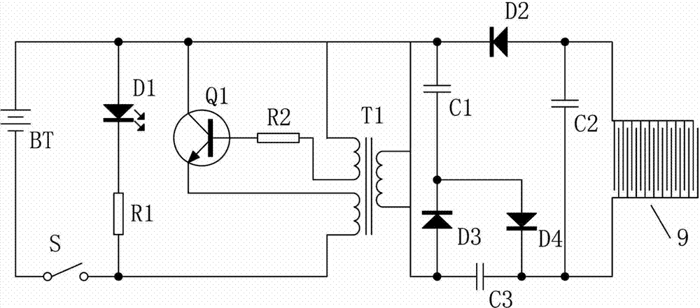 Control circuit board for electronic mosquito swatter and production process thereof