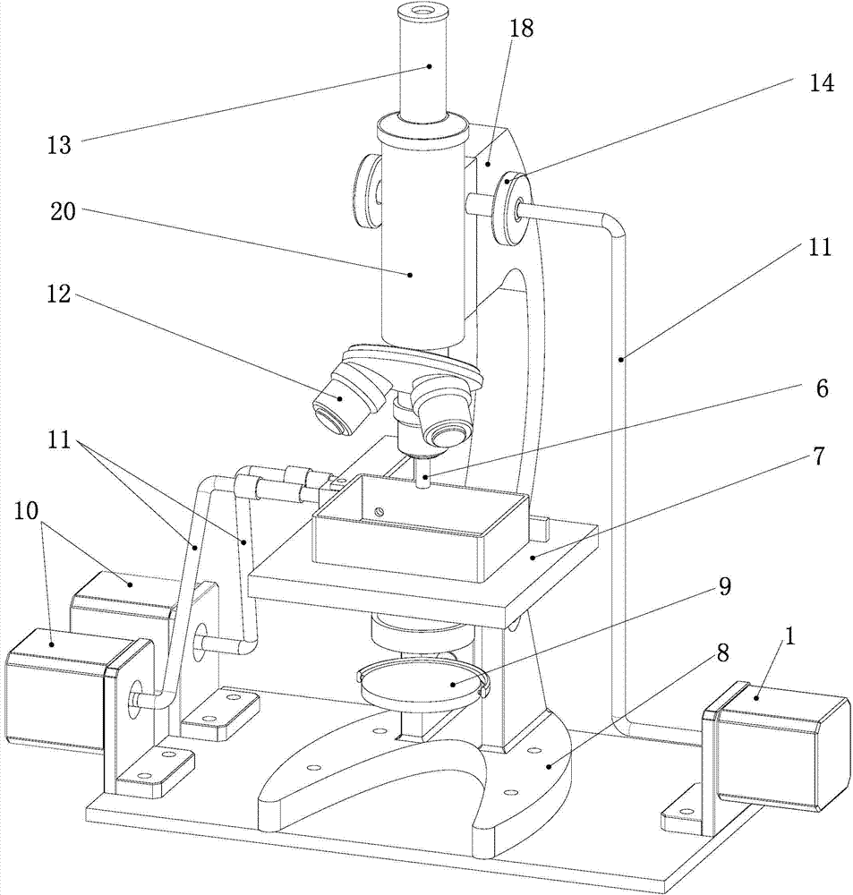 Biological microscope based hand-held type electro spark processing machine tool integrated with processing and measuring