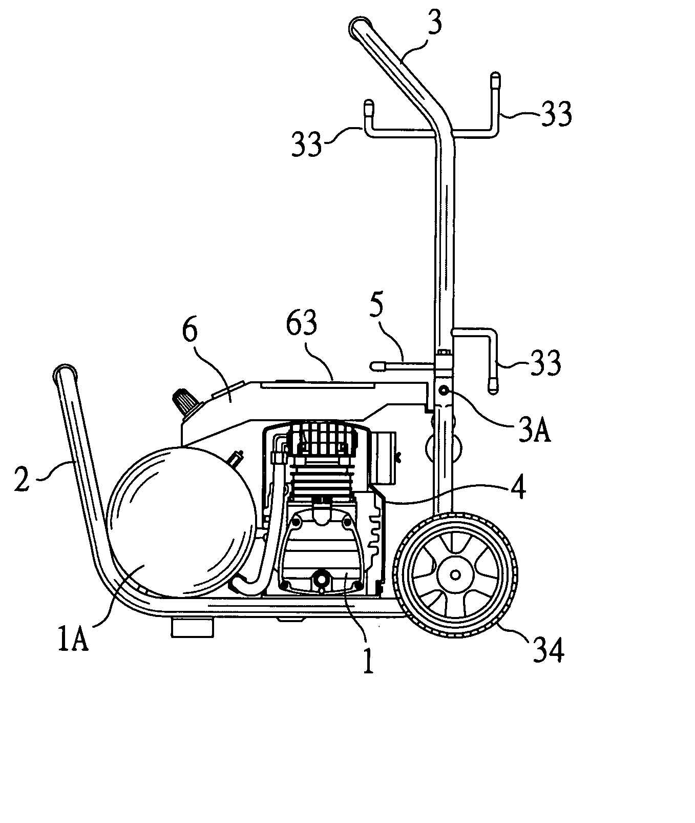 Protective, convenient-to-use air compressor structure