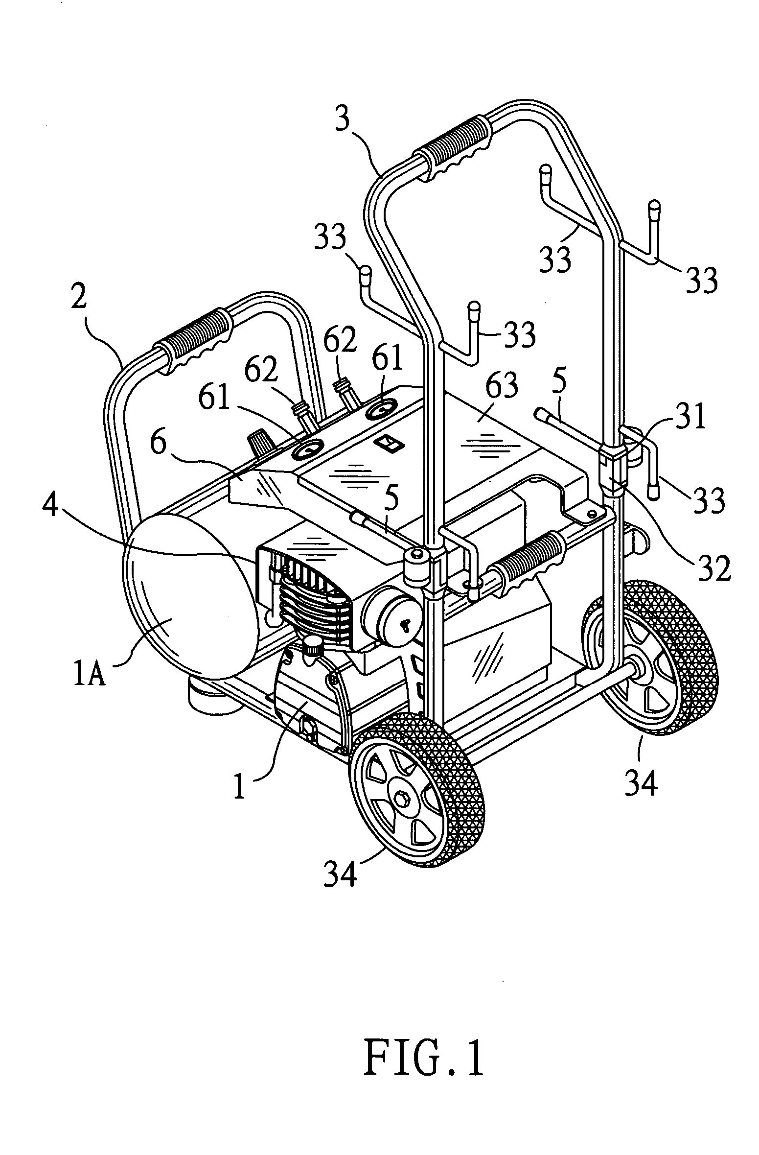 Protective, convenient-to-use air compressor structure