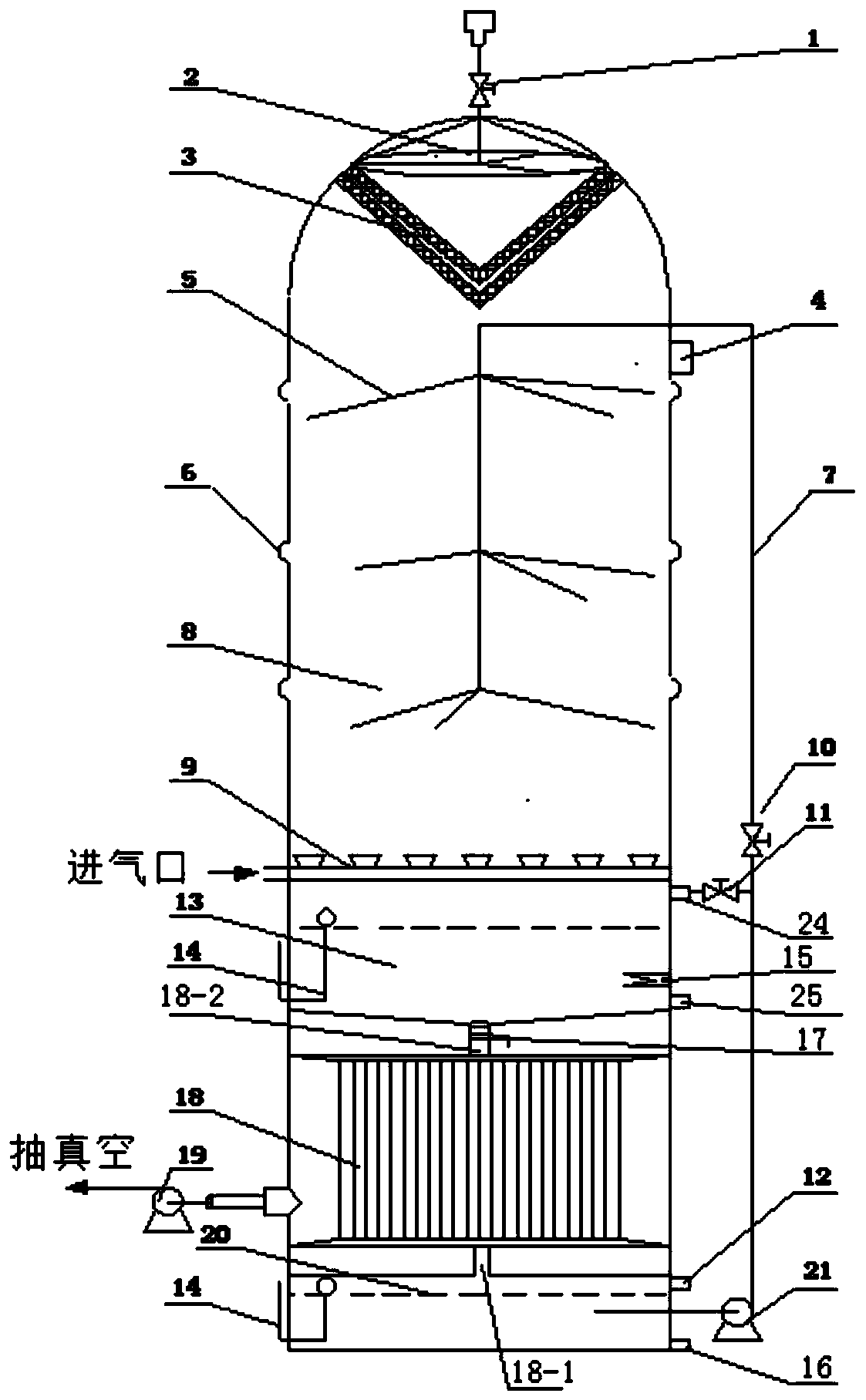 Integrated device for removing carbon dioxide gas in gas