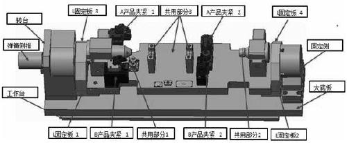 Rapid switching standardized structure for machining clamps and arranging method thereof