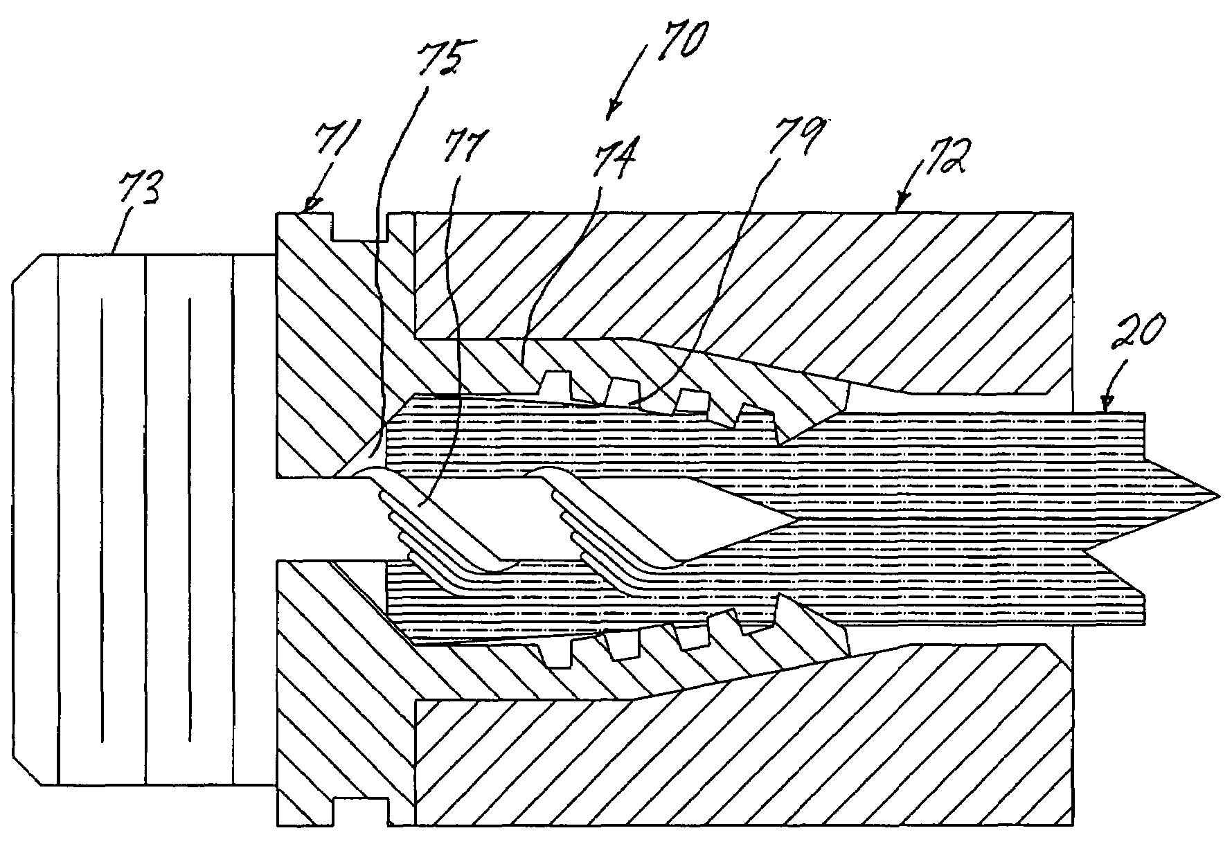 Compression connector for stranded wire