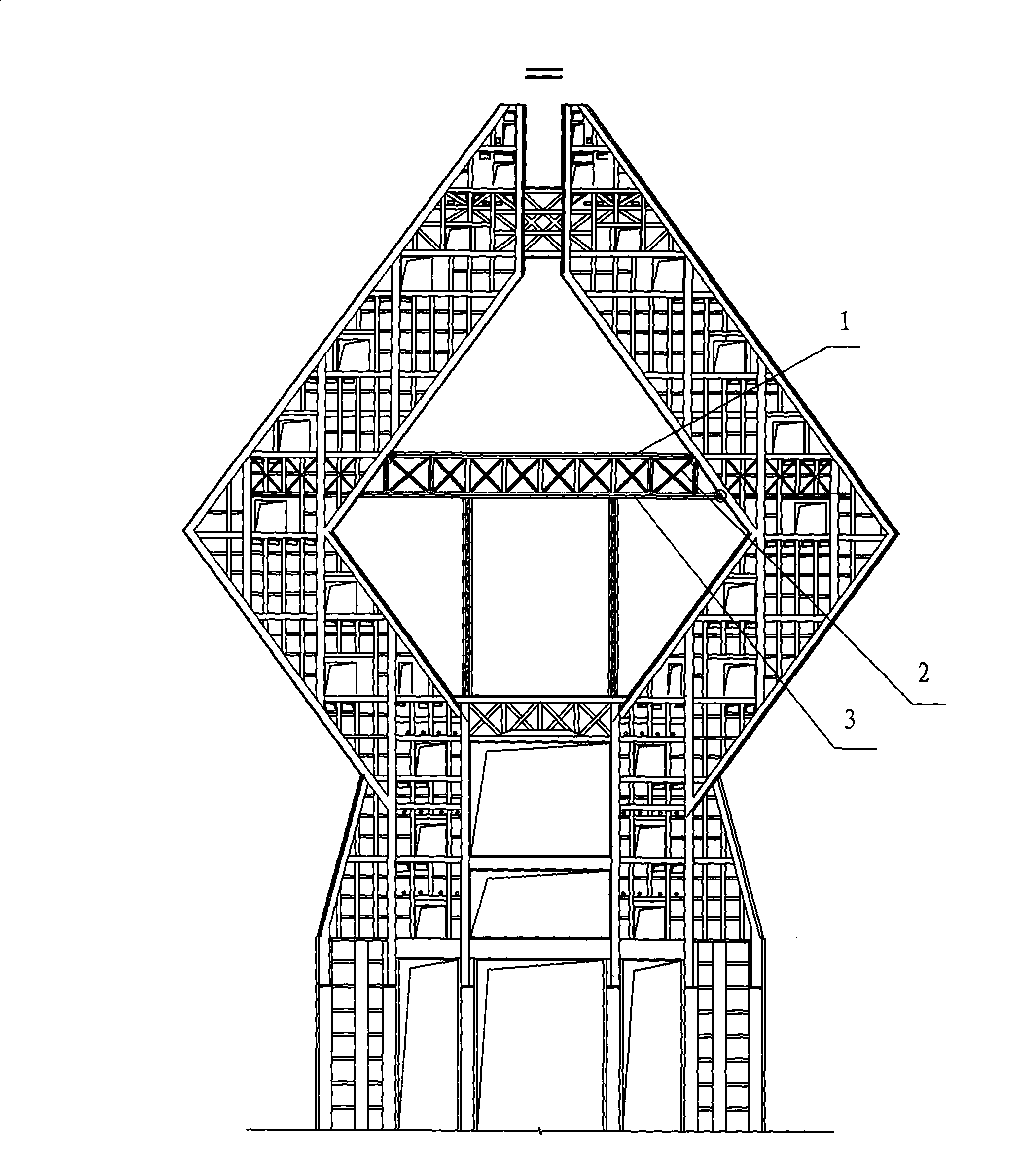 Horizontal unloading construction method of tower building temporary support girders