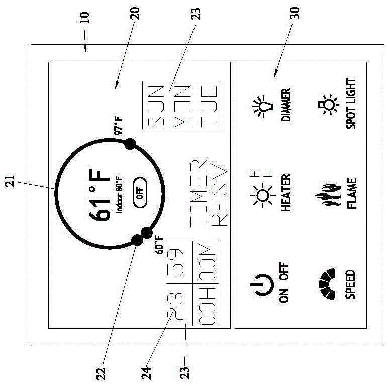 Touch control device and method easy to display temperature and time