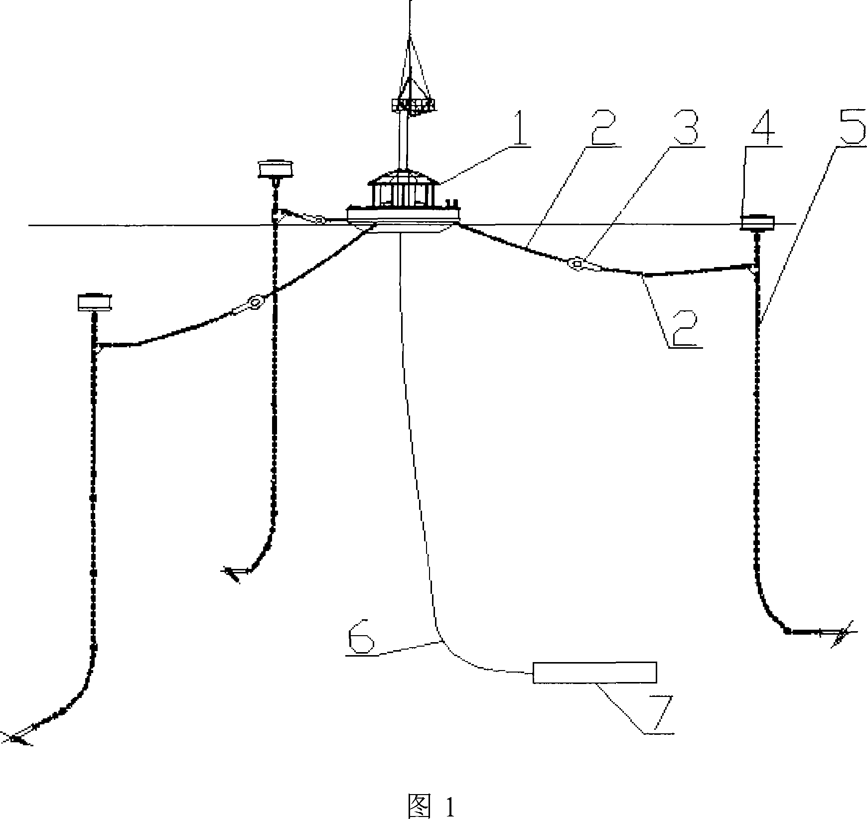 Buoy three-anchor mooring device and arrangement recycling method thereof