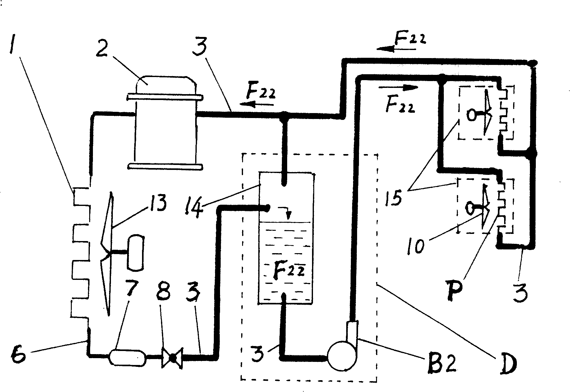 Superhigh building refrigerating and air conditioning design scheme without need of refrigerant medium (water)