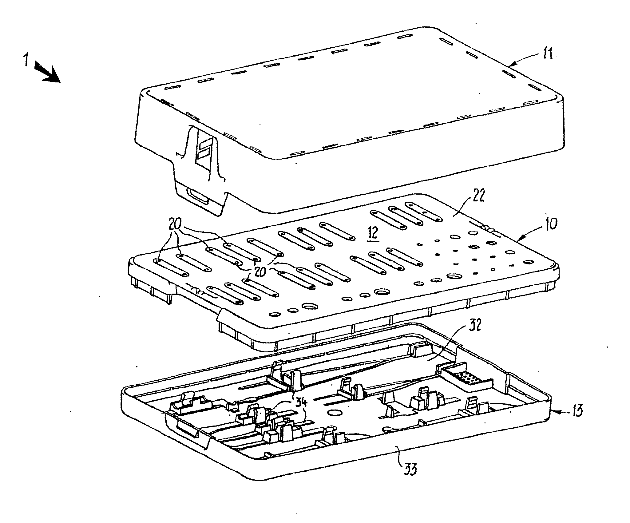 Cassette for storage of medical instruments