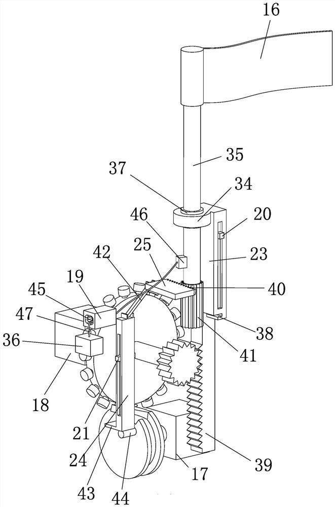 Interval material lifting structure of nursery stock packaging machine