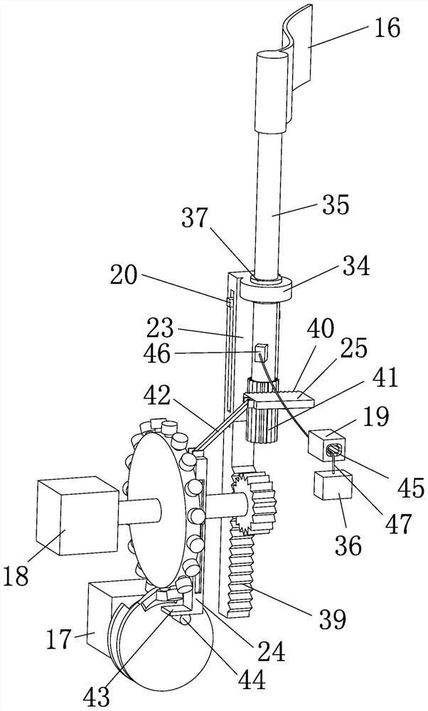 Interval material lifting structure of nursery stock packaging machine