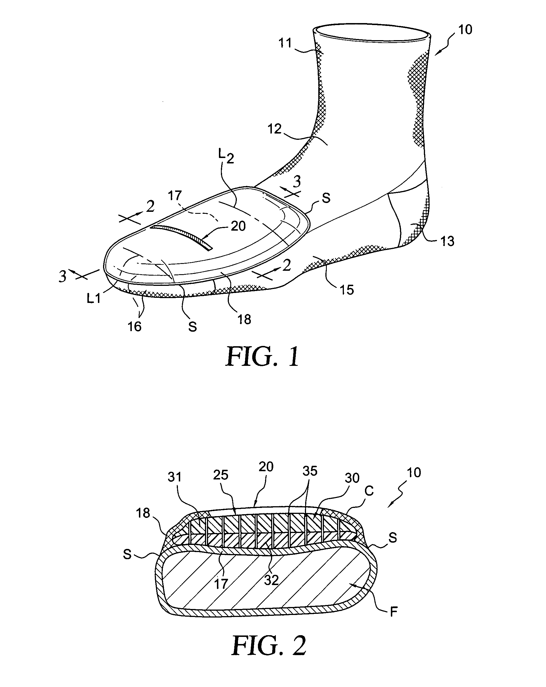 Sock for reducing footwear instep creasing