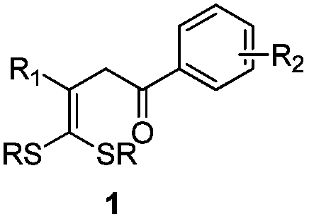 4,4-dialkylthio-1-phenyl-3-buten-1-one derivatives and synthesis method thereof