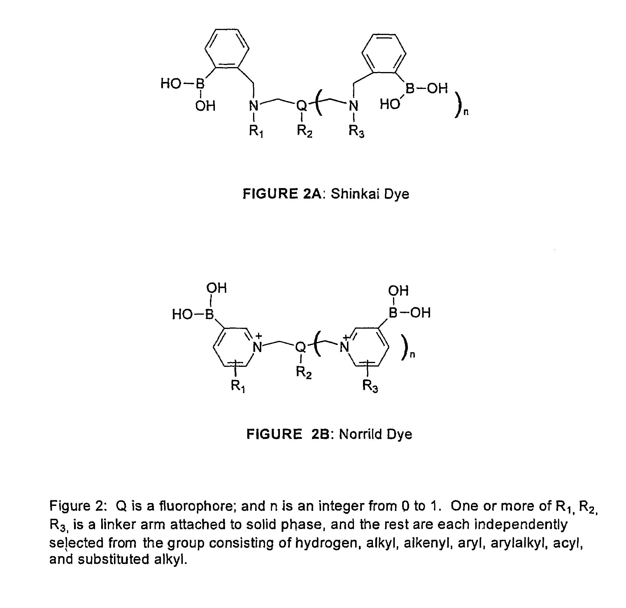 Solid-phase saccharide sensing compounds