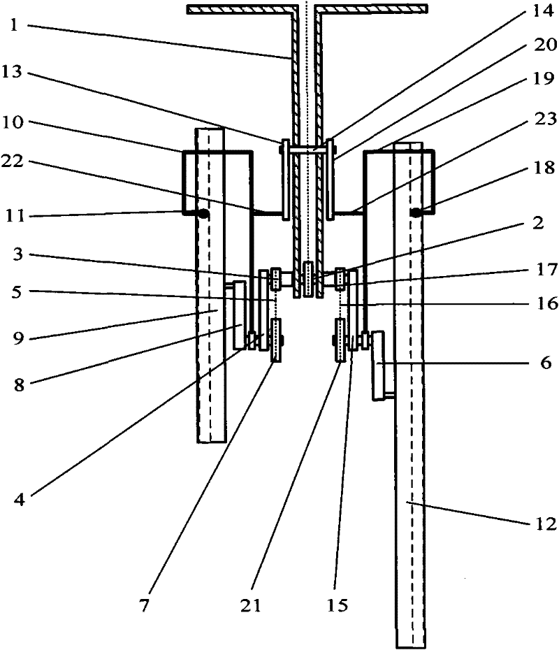 Double straight rod leg walking wheel