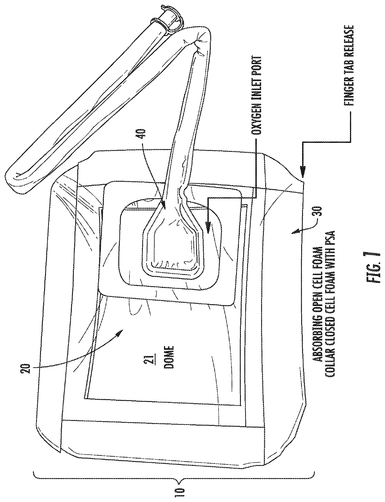 Transparent tourniquet and bandage material system utilizing absorbing components and treatment gas